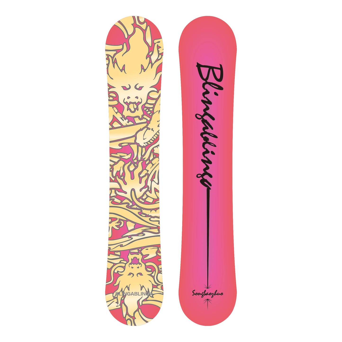 BLINGABLINGA Customizable Round Twin Shape Snowboard - Design Your Own All-Mountain Freestyle Snowboard with Carbon Fiber Option