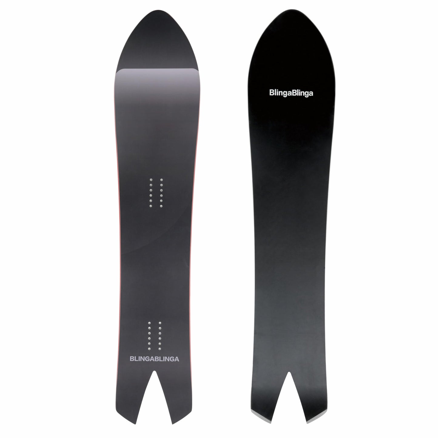 BLINGABLINGA Customizable Swallowtail Pitchtail Directional Freeride Powder Snowboard - Personalized Backcountry Snowboard with Metal Tail